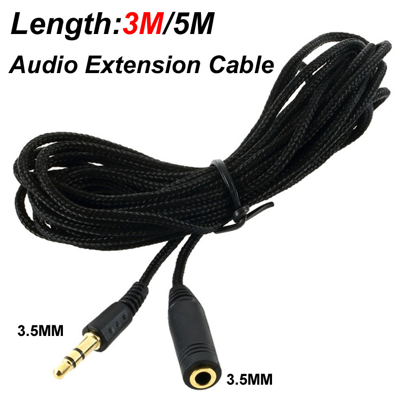 Wired Earphone Mic - 5m/3m/cabo de extensão de fone de