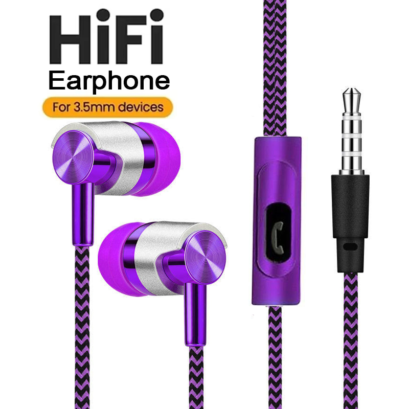 Wired Earphone Mic - Fones de Ouvido com Microfone HD