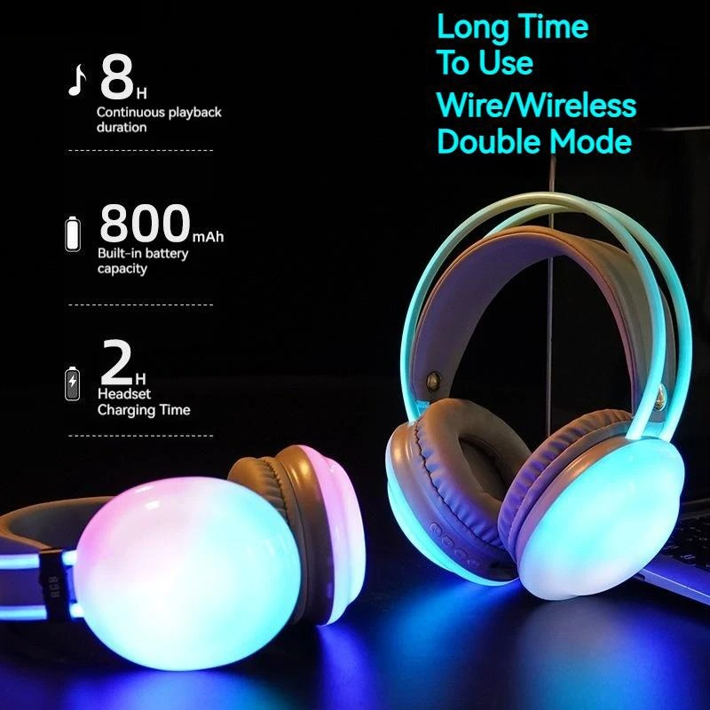 Gaming Headset Rgb - Gamer sem fio bluetooth fones de