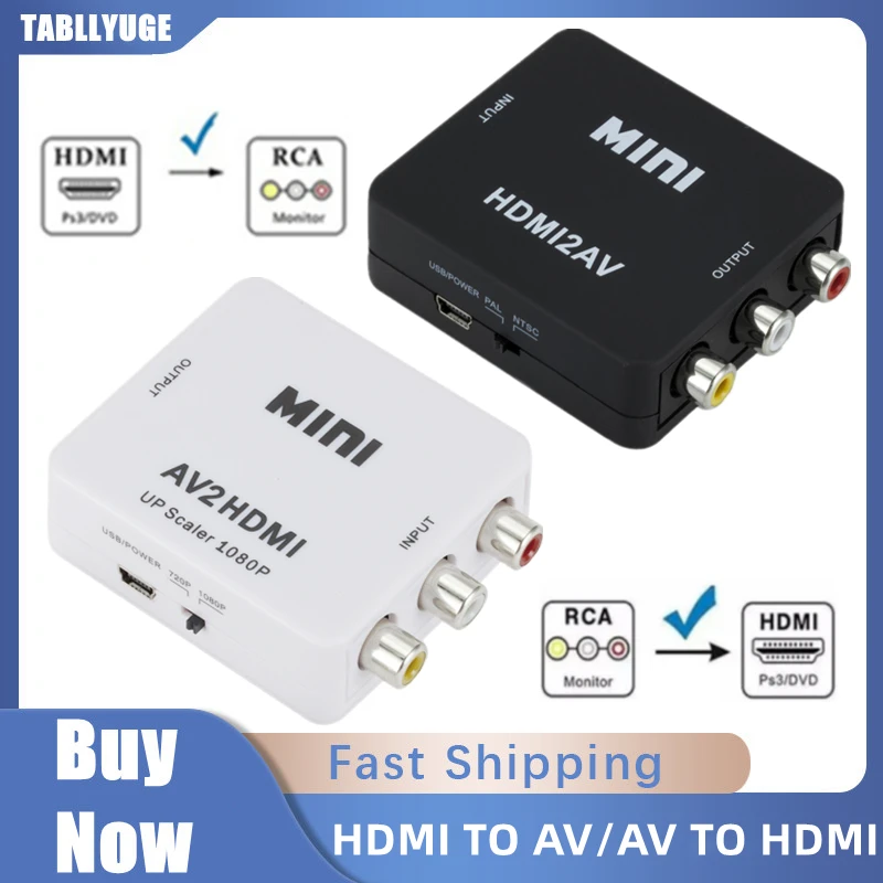 Audio Splitter Y - Hdmi-compatível com adaptador conversor rca av/cvbs