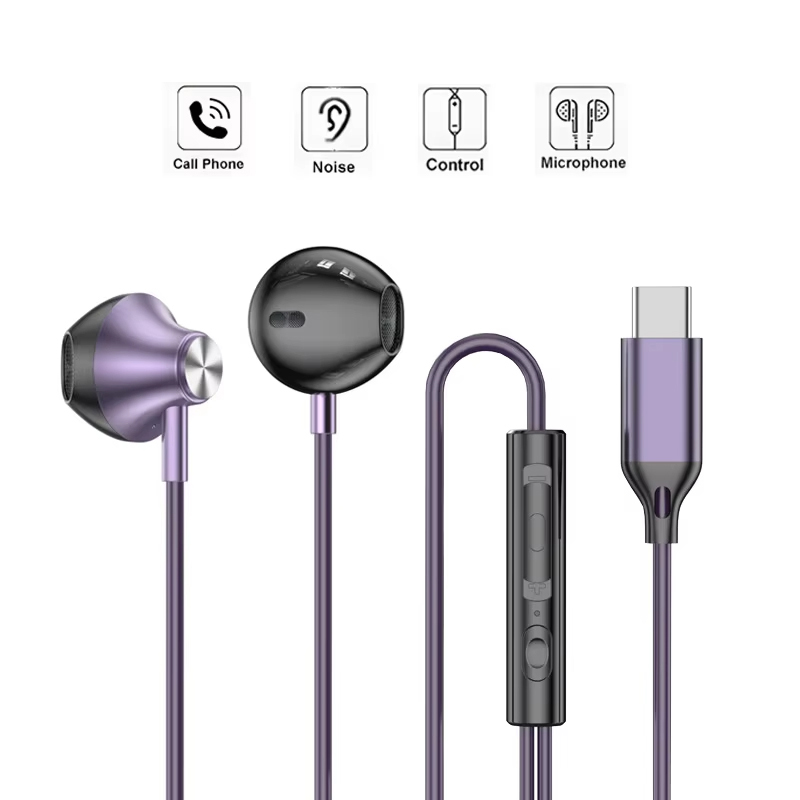 Wired Earphone Mic - Fone de ouvido intra-auricular com fio,