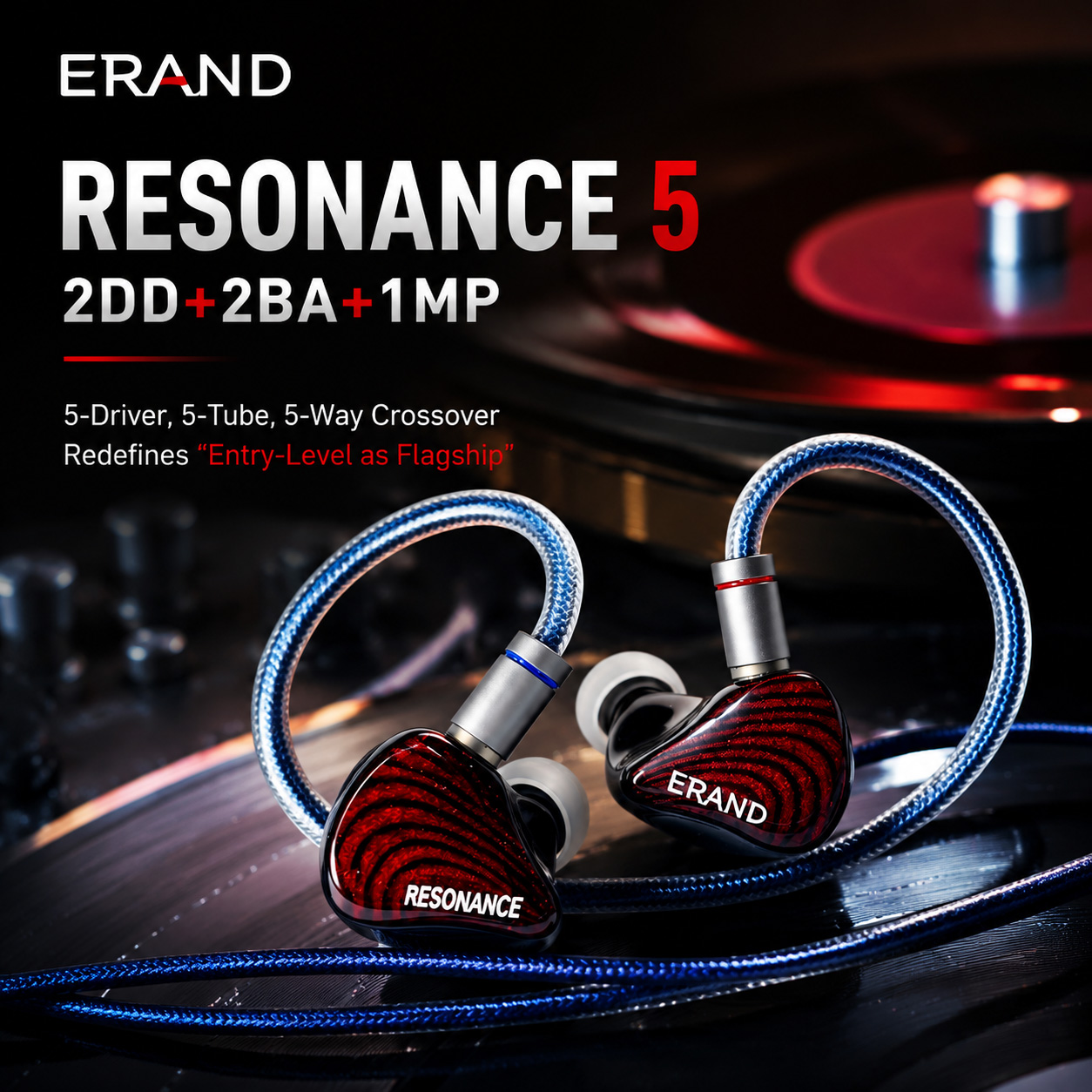 ERAND RESONANCE 5 RED 2DD+2BA+ - Audiophile Headphone Wired avaliação e preço