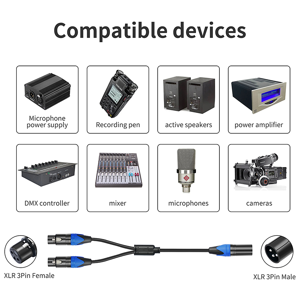 Cabo Divisor XLR Y de 50cm, 1  - Audio Splitter Y avaliação e preço