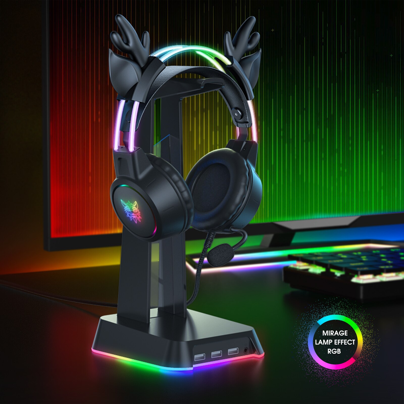 ONIKUMA-Gaming Headset com sup - Gaming Headset Rgb avaliação e preço