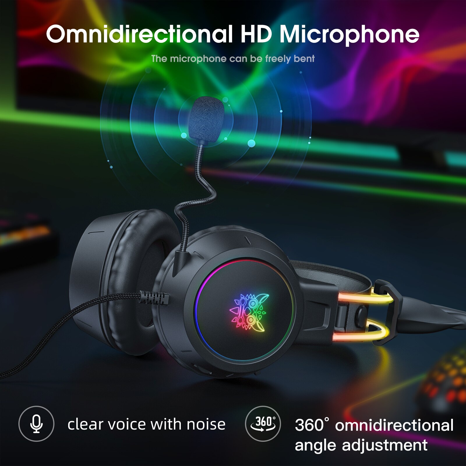ONIKUMA-Gaming Headset com sup - Gaming Headset Rgb avaliação e preço