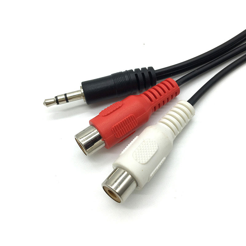 3.5 jack macho para 2rca 2av f - Earphone Splitter Jack avaliação e preço